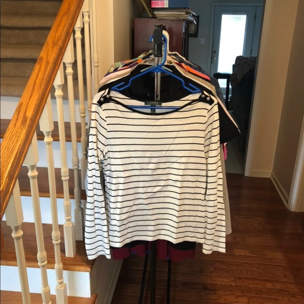 Ralph Lauren Striped Blouse White/Black Size L